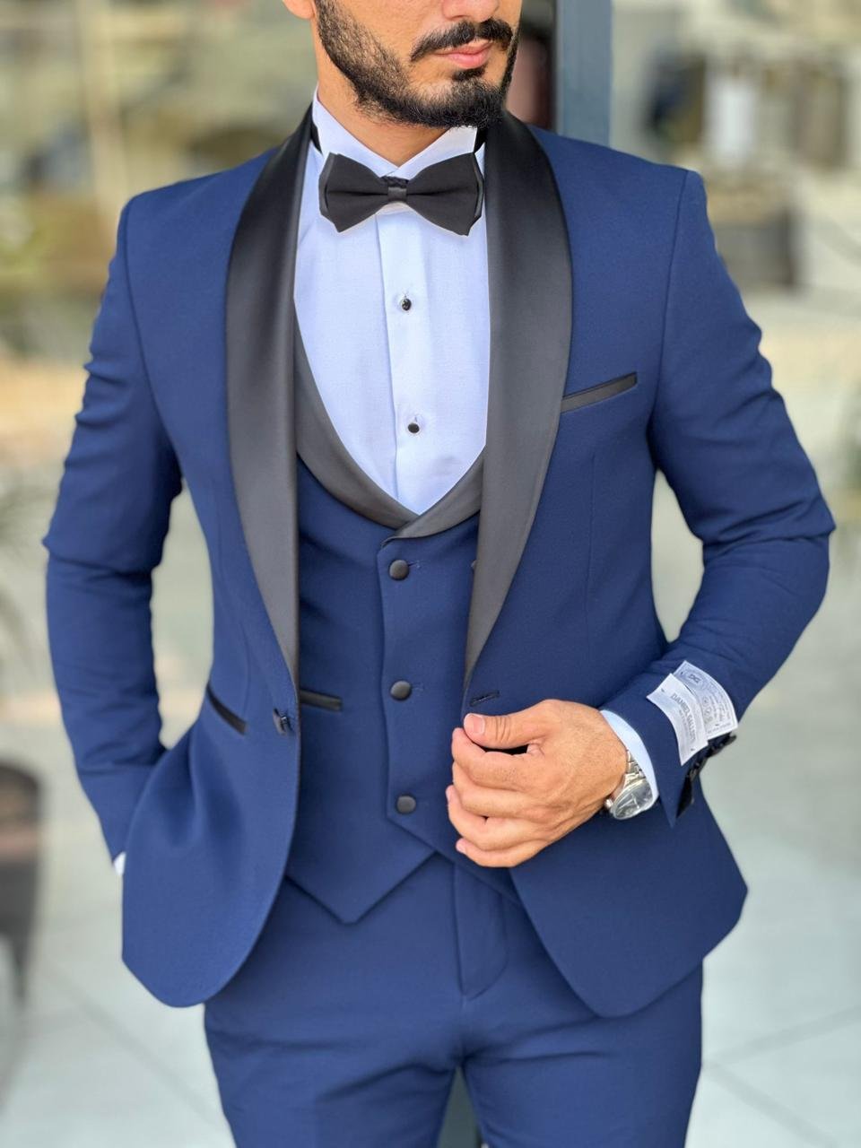 Premium Slim-Fit 3-Piece Shawl Lapel Tuxedo Suit – Formal Wedding & Gala Collection