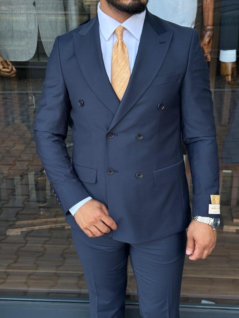 Premium Men’s Double-Breasted Modern Fit Suit – 2 Piece Set