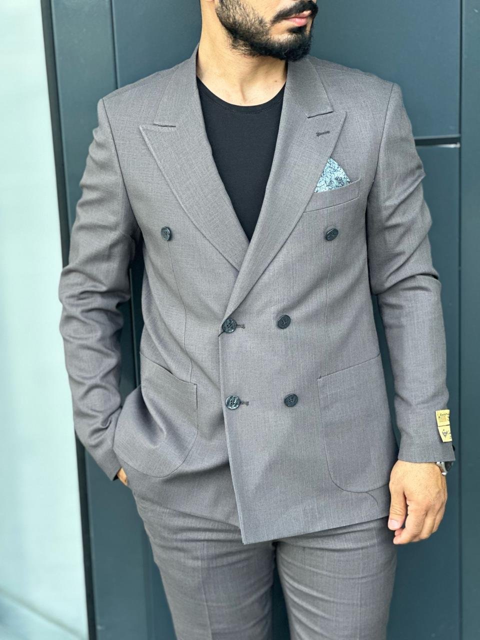 Premium Slim-Fit Double-Breasted Linen Blend Suit – 2 Piece